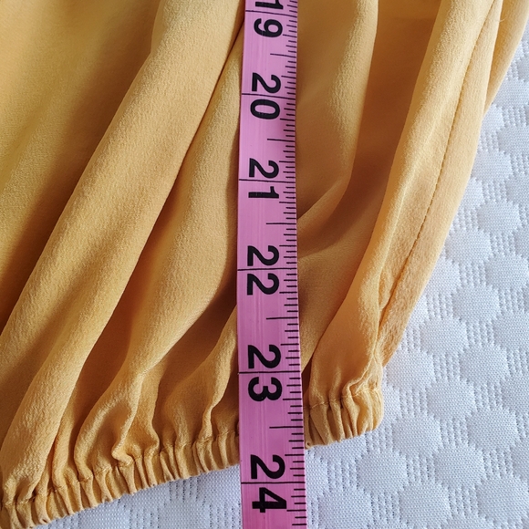 Joie Silk Top Womens Small Ombre Caro Lemon Yellow Gathered Bubble Hem Flowy S - Picture 12 of 14